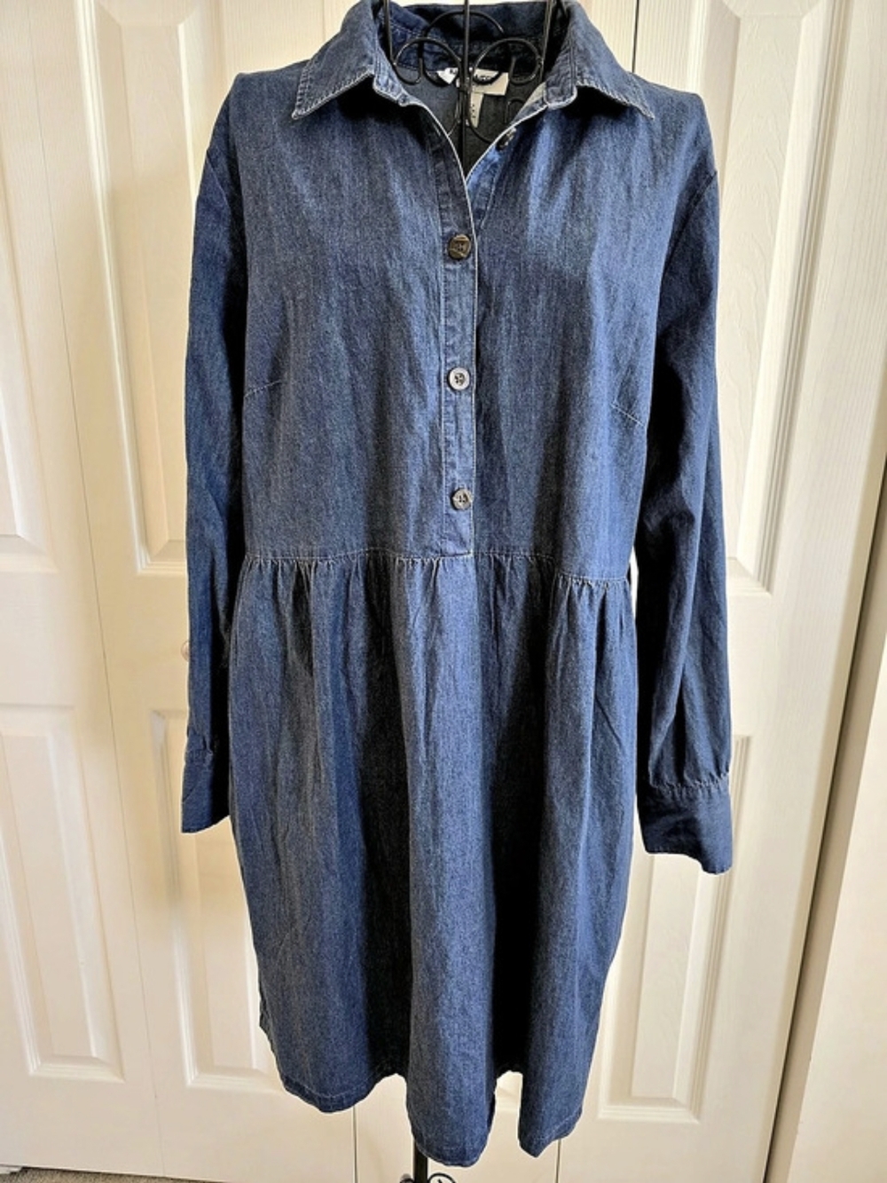 Nine West Brentwood Denim Shirt Dress Blue Size Large 🍁🍂